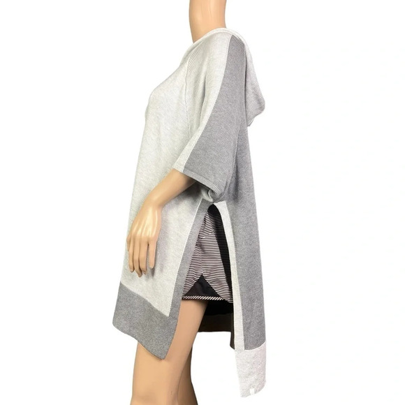 LULULEMON Womens Opened Up Hooded Poncho Size S/M Gray Color Block Tunic Sweater - Picture 7 of 8